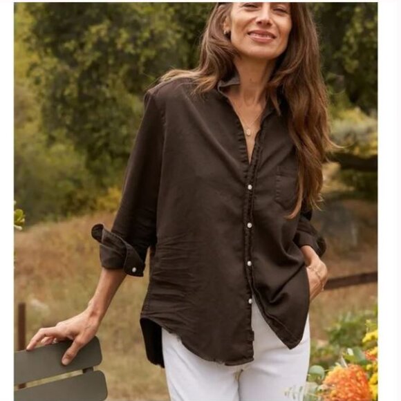Frank & Eileen Tops - Frank & Eileen - Eileen Relaxed Button-Up Shirt in Espresso Brown Sz M
